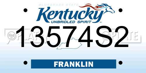 13574S2 Kentucky License Plate