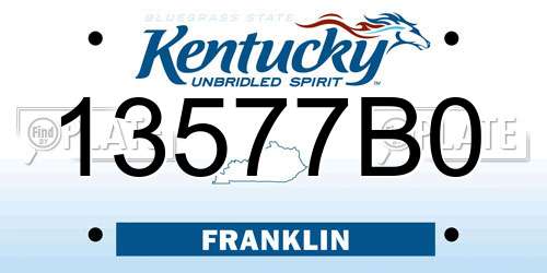 13577B0 Kentucky License Plate