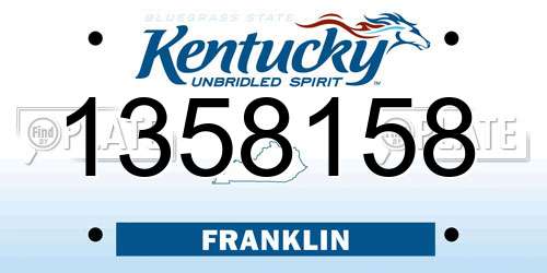 1358158 Kentucky License Plate