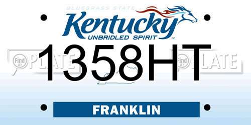 1358HT Kentucky License Plate