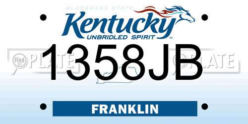 1358JB Kentucky License Plate