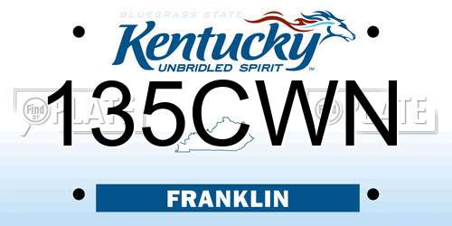 135CWN Kentucky License Plate