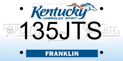 135JTS Kentucky License Plate