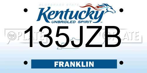 135JZB Kentucky License Plate