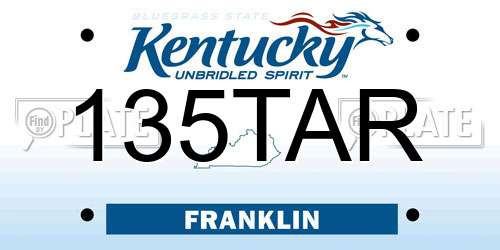 135TAR Kentucky License Plate