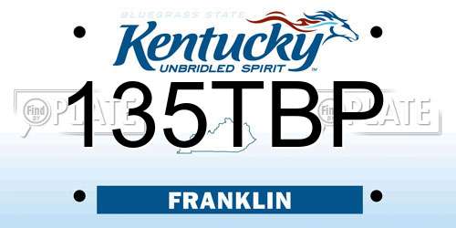 135TBP Kentucky License Plate