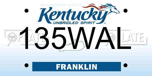 135WAL Kentucky License Plate