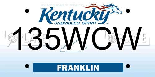 135WCW Kentucky License Plate