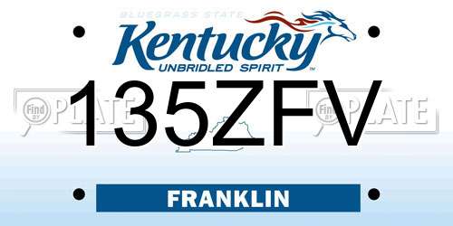 135ZFV Kentucky License Plate
