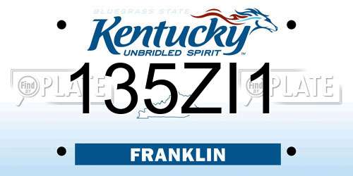 135ZI1 Kentucky License Plate