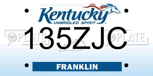135ZJC Kentucky License Plate