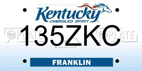 135ZKC Kentucky License Plate