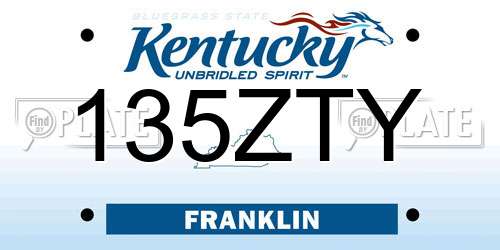 135ZTY Kentucky License Plate