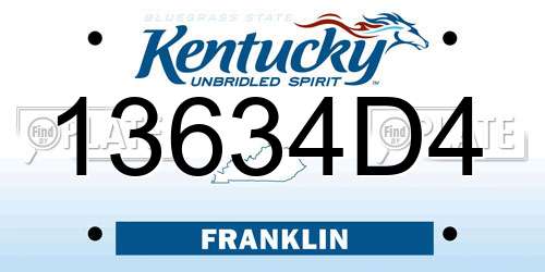 13634D4 Kentucky License Plate