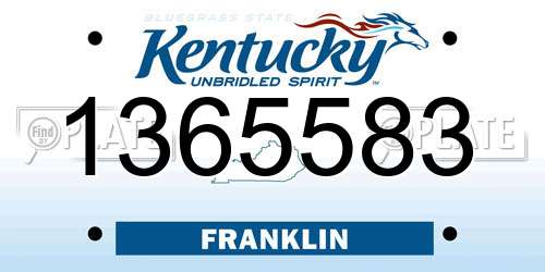 1365583 Kentucky License Plate