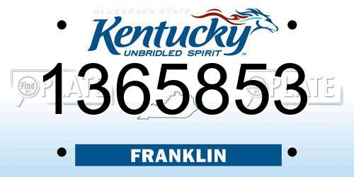 1365853 Kentucky License Plate