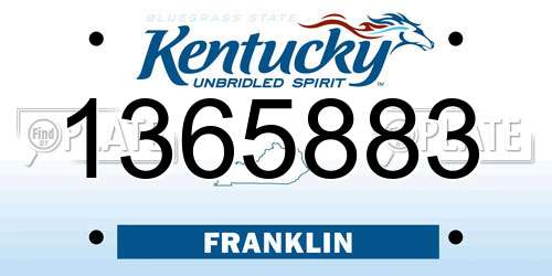 1365883 Kentucky License Plate