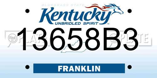 13658B3 Kentucky License Plate