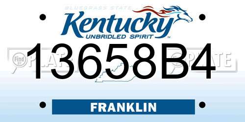 13658B4 Kentucky License Plate