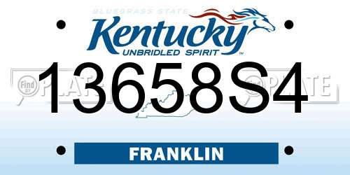 13658S4 Kentucky License Plate