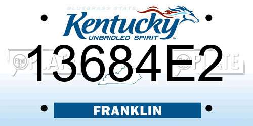 13684E2 Kentucky License Plate