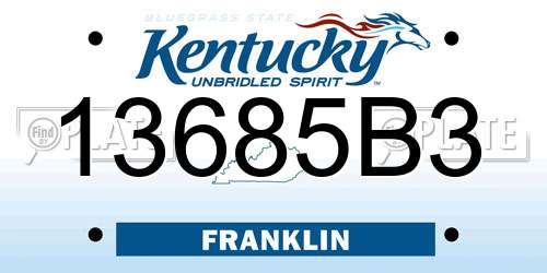 13685B3 Kentucky License Plate
