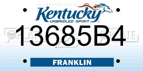 13685B4 Kentucky License Plate