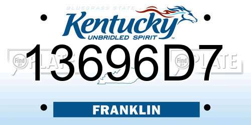13696D7 Kentucky License Plate