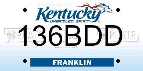 136BDD Kentucky License Plate