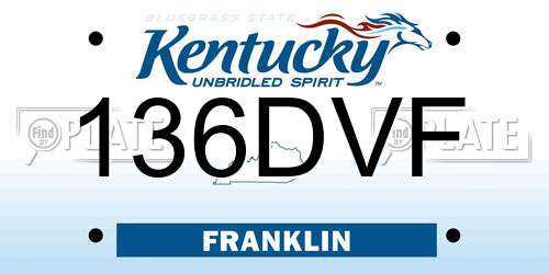 136DVF Kentucky License Plate