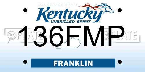 136FMP Kentucky License Plate