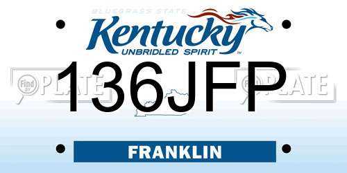 136JFP Kentucky License Plate
