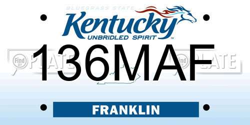 136MAF Kentucky License Plate