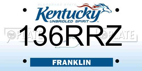 136RRZ Kentucky License Plate