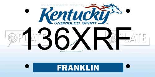 136XRF Kentucky License Plate