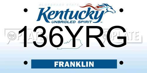 136YRG Kentucky License Plate