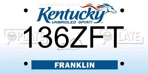 136ZFT Kentucky License Plate