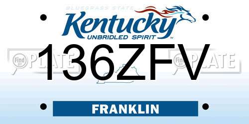 136ZFV Kentucky License Plate