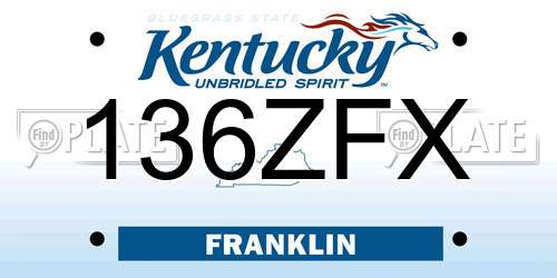 136ZFX Kentucky License Plate