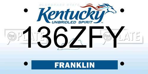 136ZFY Kentucky License Plate