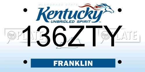 136ZTY Kentucky License Plate