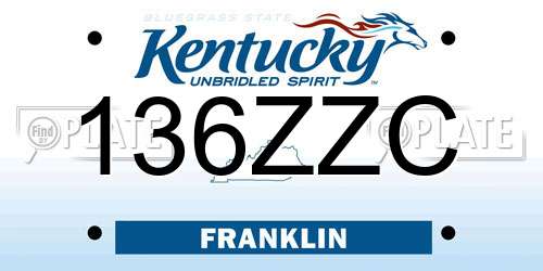 136ZZC Kentucky License Plate
