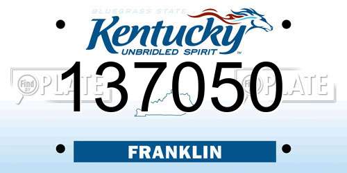 137050 Kentucky License Plate