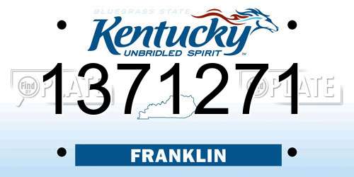 1371271 Kentucky License Plate