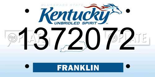 1372072 Kentucky License Plate