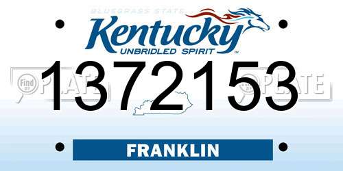 1372153 Kentucky License Plate