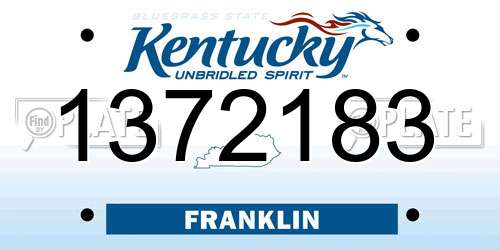1372183 Kentucky License Plate