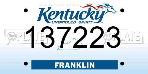 137223 Kentucky License Plate