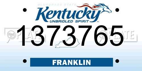 1373765 Kentucky License Plate