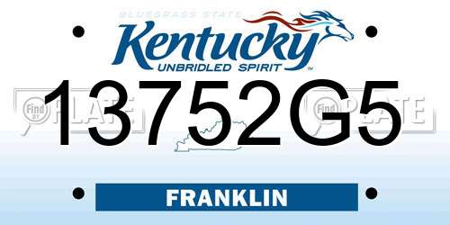 13752G5 Kentucky License Plate